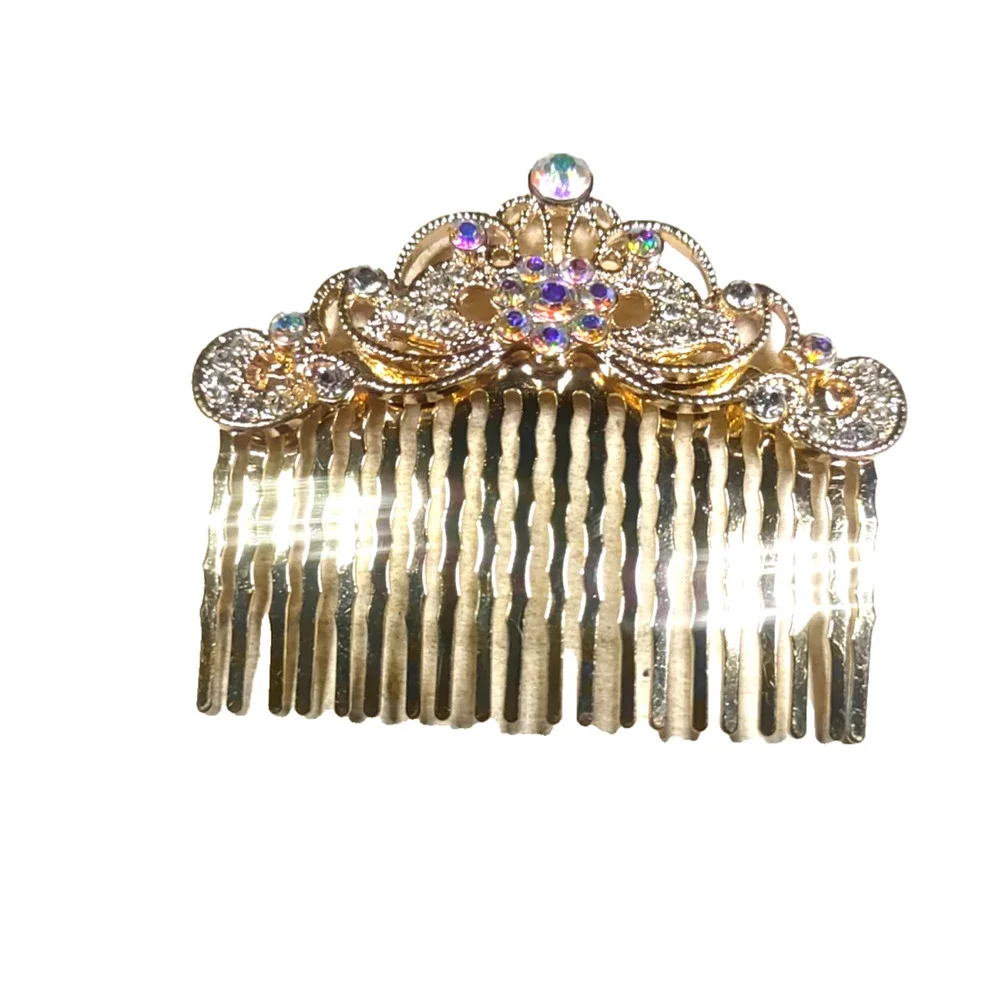 Glamorous Hair Comb Rose Gold Rhinestones Metal Feminine Party